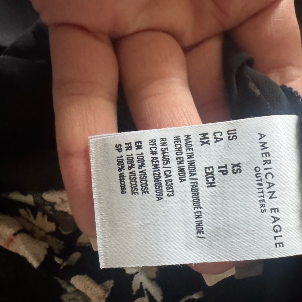 American Eagle Outfitters Black Mini Dress with Peach and White Floral Print - Picture 5 of 5